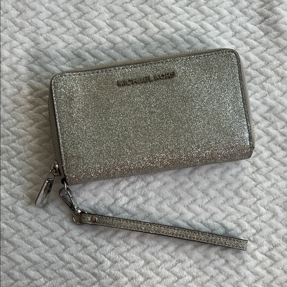 Michael Kors Shimmering Silver Wristlet